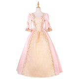 Damen Mittelalter Kleid vintage Kleid Kostüm O-Ausschnitt Renaissance Kleid Bodenlänge Britische Kleid-Tee-Party