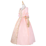 Damen Mittelalter Kleid vintage Kleid Kostüm O-Ausschnitt Renaissance Kleid Bodenlänge Britische Kleid-Tee-Party