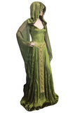 Damen Mittelalter Kleid mit Kapuze Halloween Karneval Cosplay Kleid