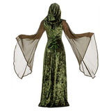 Damen Mittelalter Kleid mit Kapuze Halloween Karneval Cosplay Kleid