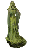 Damen Mittelalter Kleid mit Kapuze Halloween Karneval Cosplay Kleid