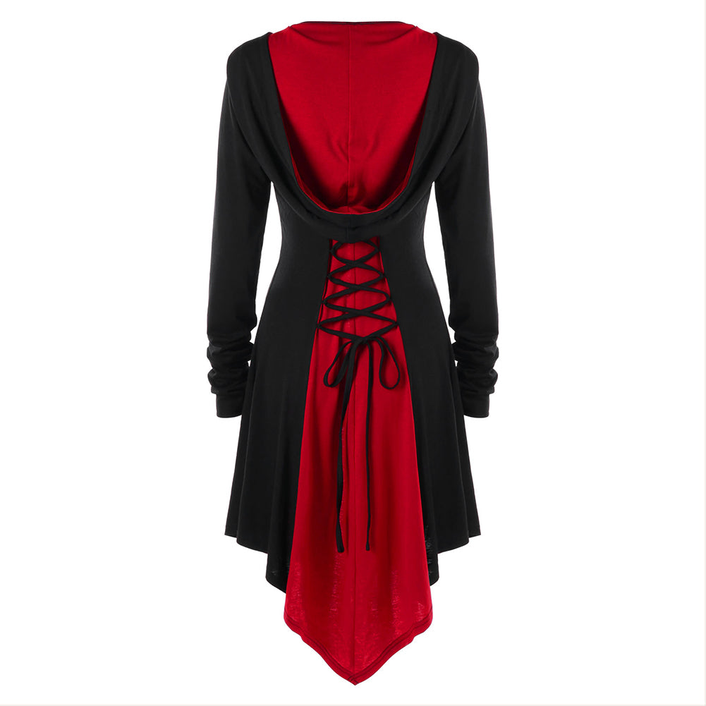 Gothic Mittelalter Damen Steampunk Gothic Jacke Cosplay Kostüm Top Rot Blau