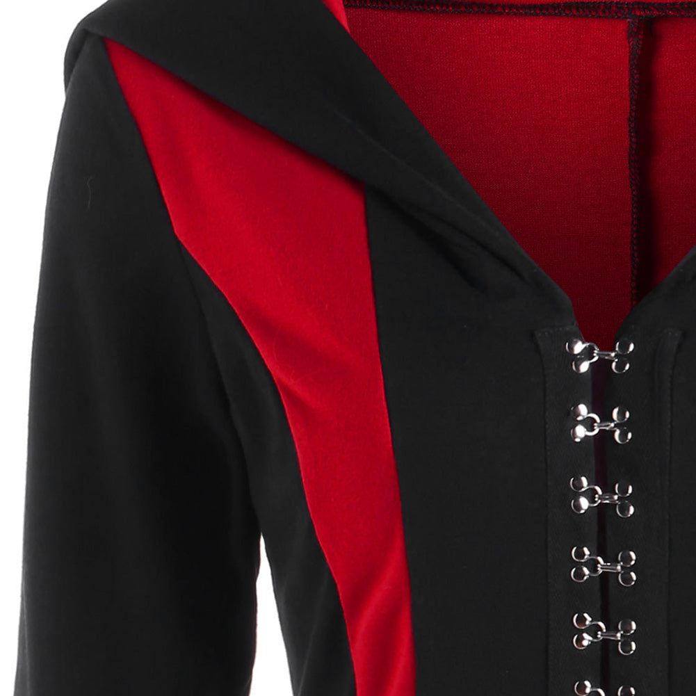 Gothic Mittelalter Damen Steampunk Gothic Jacke Cosplay Kostüm Top Rot Blau