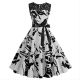 1950S Retro Cocktailkleid Rockabilly Abschlussball Kleid Rundhals Ärmellos Sommerkleid Damen - Karnevalkostüme