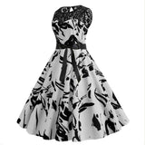 1950S Retro Cocktailkleid Rockabilly Abschlussball Kleid Rundhals Ärmellos Sommerkleid Damen - Karnevalkostüme