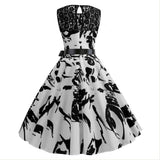 1950S Retro Cocktailkleid Rockabilly Abschlussball Kleid Rundhals Ärmellos Sommerkleid Damen - Karnevalkostüme