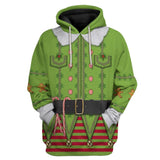 Weihnachten Hoodie Elf 3D Druck Sweatshirt Erwachsene grün Pullover mit Kaputze für Alltag - Karnevalkostüme