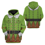 Weihnachten Hoodie Elf 3D Druck Sweatshirt Erwachsene grün Pullover mit Kaputze für Alltag - Karnevalkostüme