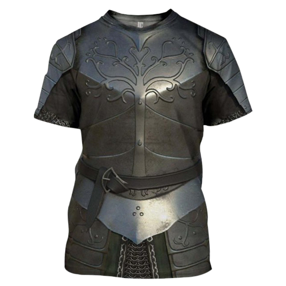 Mittelalter Armor 3D Drück T Shirt Sommer Kurzarm T-Shirt Ritter Unisex T-Shirt Top