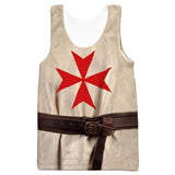 Mittelalterliche Ritter Templer Weste Tank Top Herren 3D Druck Sommer Top Hemde