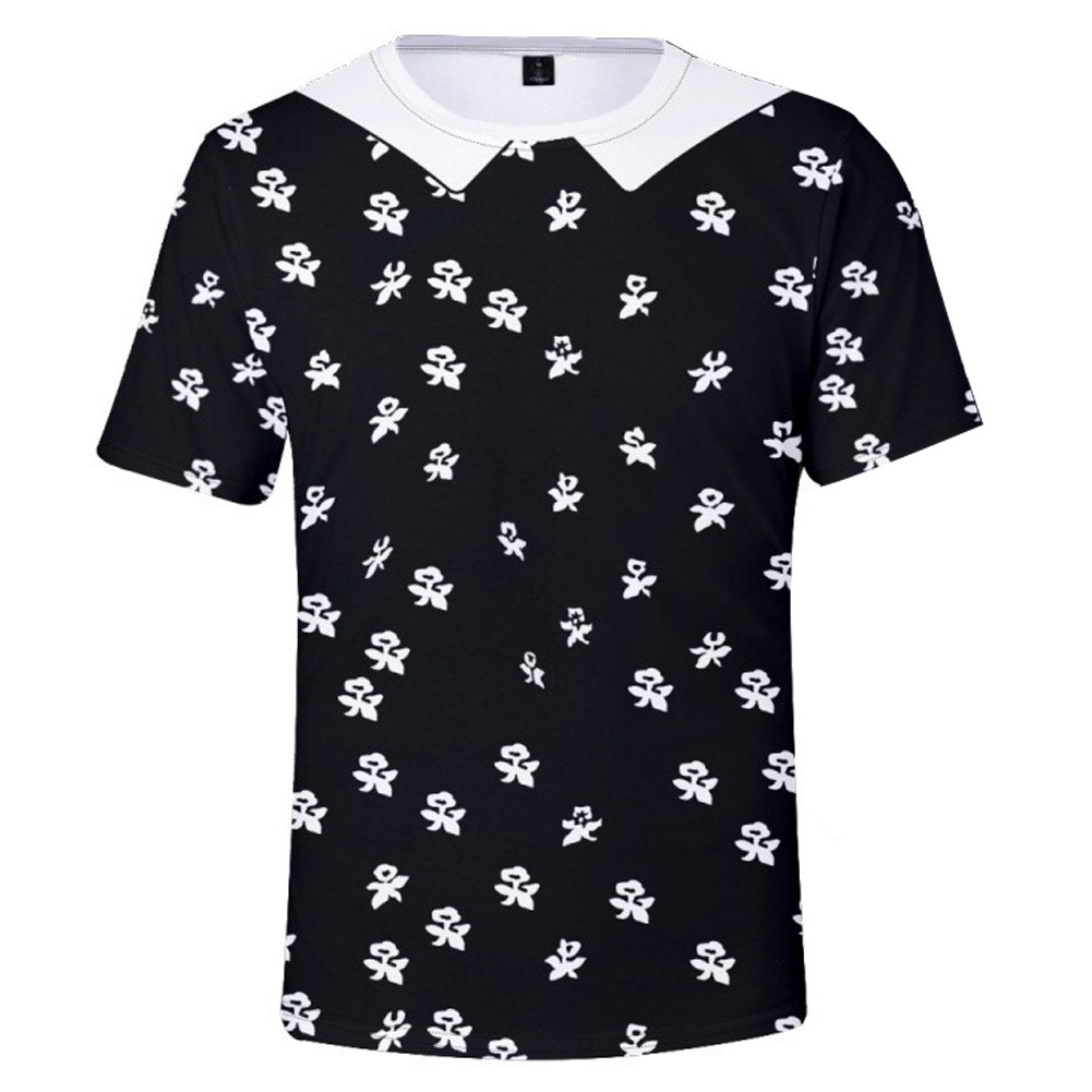 Wednesday Addams Cosplay T-shirt Damen 3D Druck Sommer Kurzarm Shirt