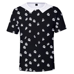 Wednesday Addams Cosplay T-shirt Damen 3D Druck Sommer Kurzarm Shirt