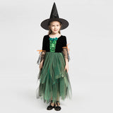 Mädchen Halloween Hexe Cosplay Kostüm für Kinder Tütukleid