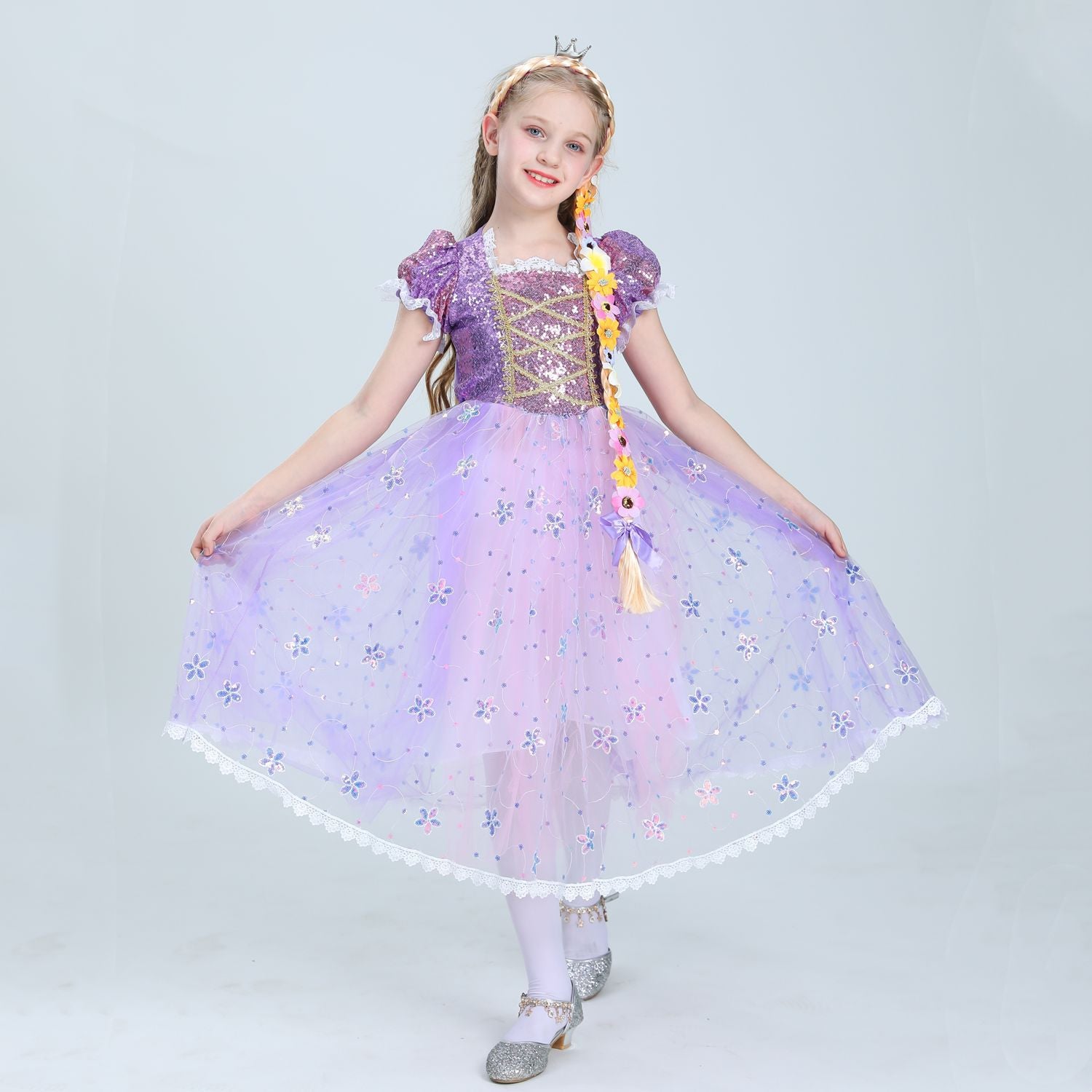 Mädchen Halloween Rapunzel Cosplay Kostüm für Kinder Tütukleid