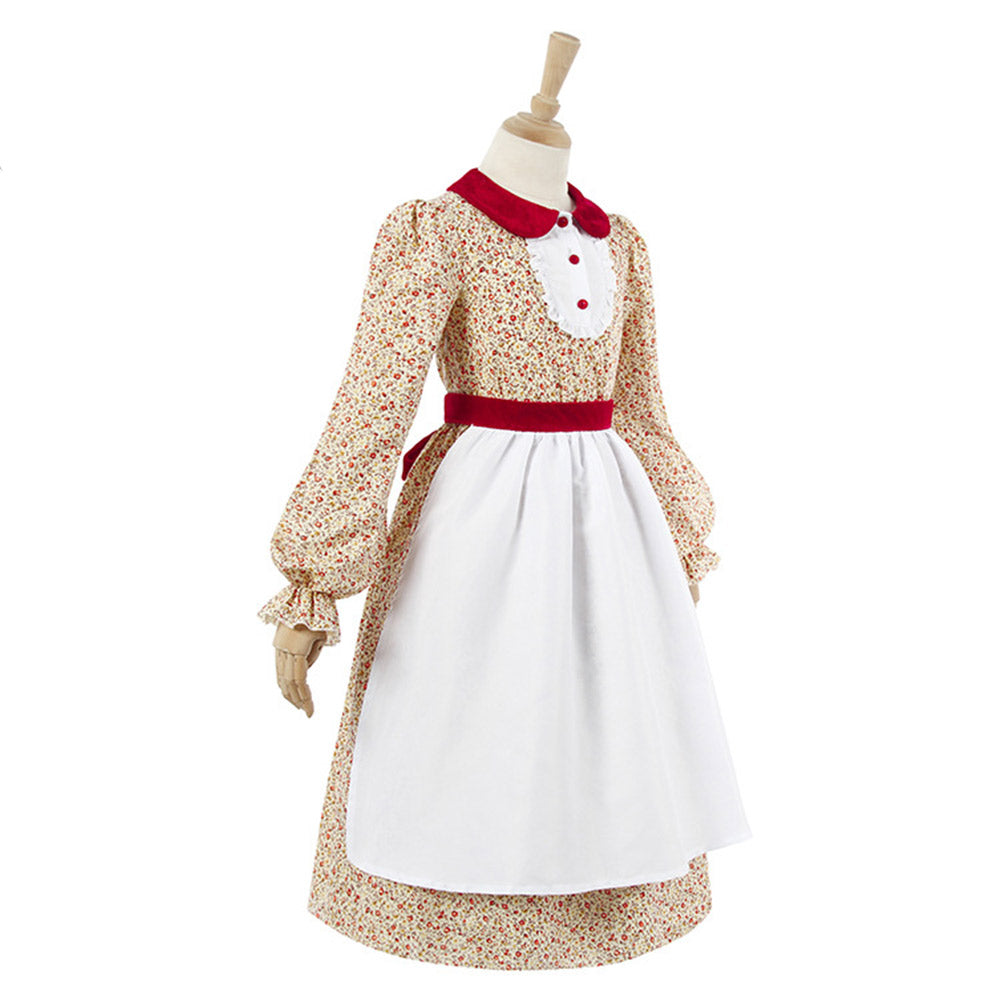 Mittelalter Retro-Blumenkleid Kostüm für Halloween Festival Kleid
