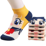 Hohe Qualität Sailor Moon Sneaker Socken Kawaii süße Ankle Cotton Socken Mode Frauen Neu 6.tlg - Karnevalkostüme
