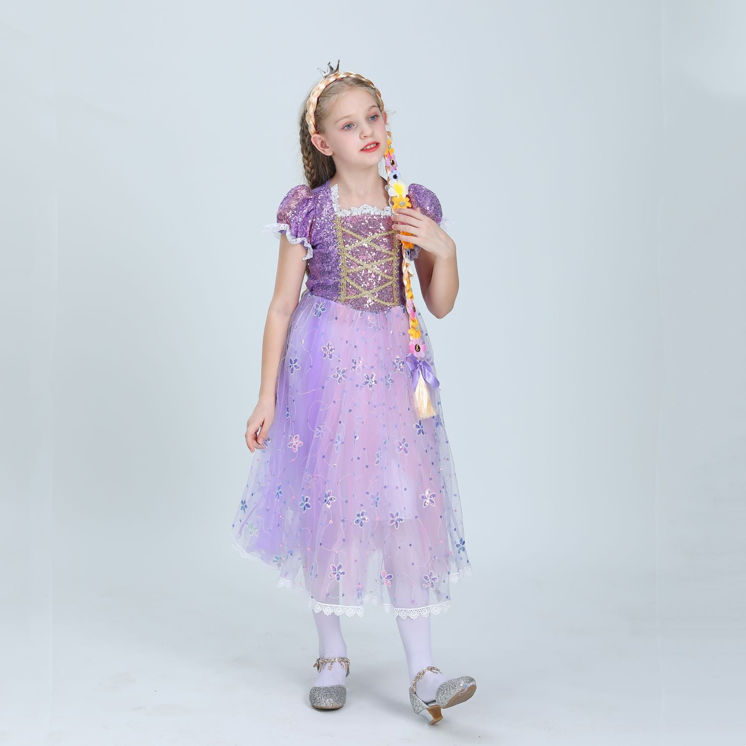 Mädchen Halloween Rapunzel Cosplay Kostüm für Kinder Tütukleid