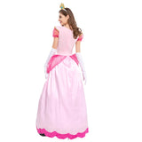Damen Halloween Princess Peach Lang Kleid Cosplay Erwachsene Kostüm