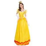 Damen Halloween Prinzessin Lang Kleid gelb Cosplay Erwachsene Kostüm