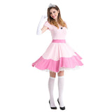 Damen Halloween Princess Peach Kleid Cosplay Erwachsene Kostüm