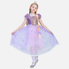 Mädchen Halloween Rapunzel Cosplay Kostüm für Kinder Tütukleid