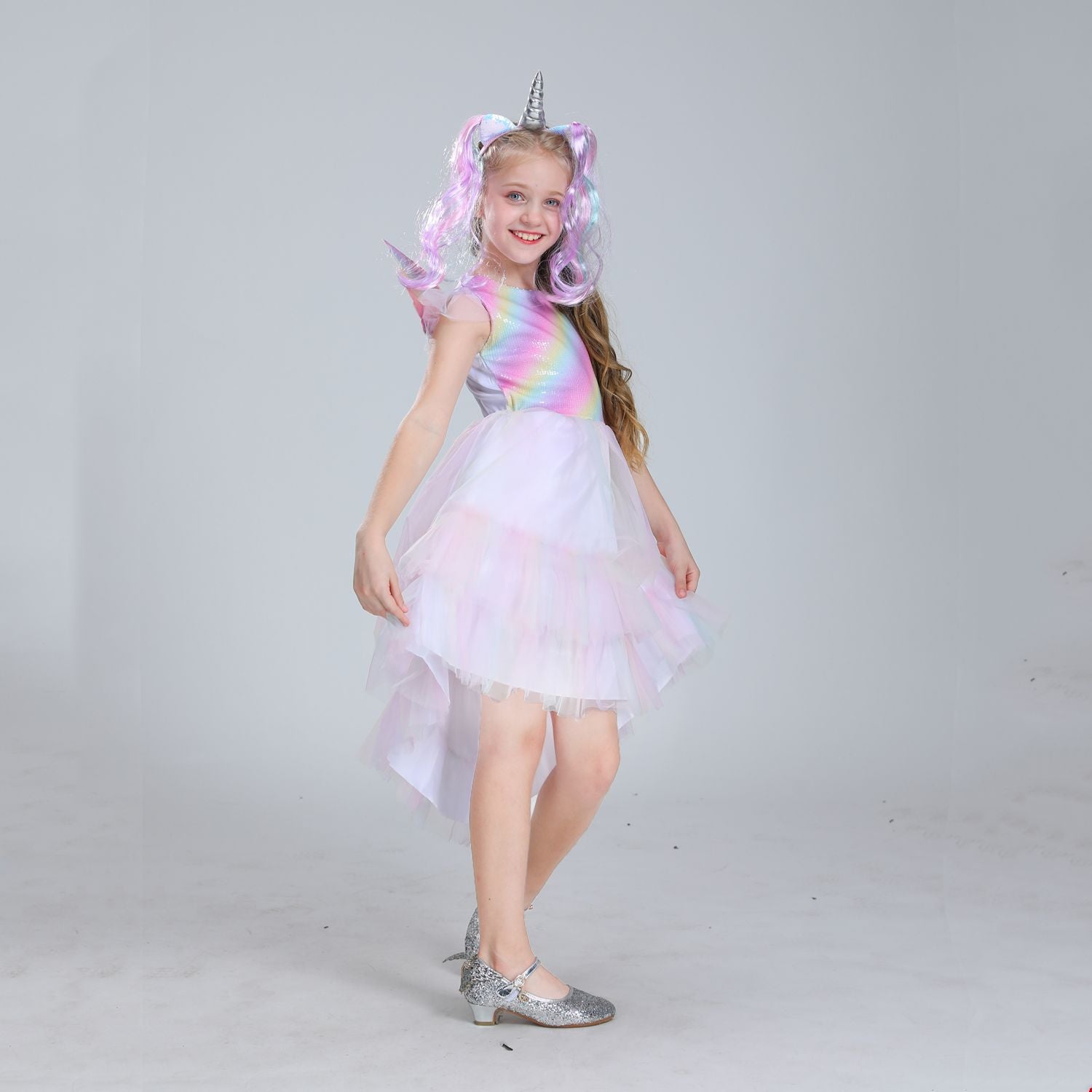 Mädchen Halloween Einhorn Cosplay Kostüm für Kinder Tütukleid
