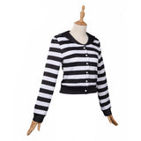 Wednesday Addams Cosplay Streifen Erwachsene Hoodie Halloween Karneval Outfits