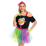 7Stück/Set 80S Damen Retro Party Cosplay Kostüm Outfits Halloween Karneval Anzug