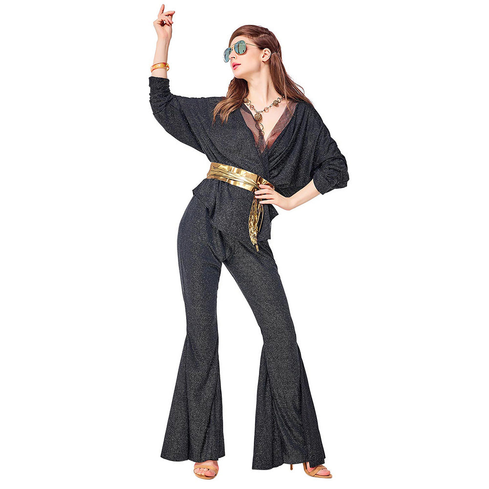 Damen Retro Europäische Amerikanische 70er Disco Pailletten Bar Kostüme Cosplay Halloween Karneval Party Kostüme
