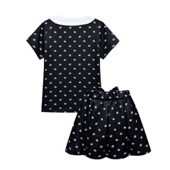 Addams Mädchen süß Kleid Top Rock Sommerkleid mit Tasche