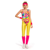 Damen 6Stück/Set 80er 90er Jahre Legging Cosplay Kostüm Sportbekleidung Stirnband Outfits Halloween Karneval Anzug