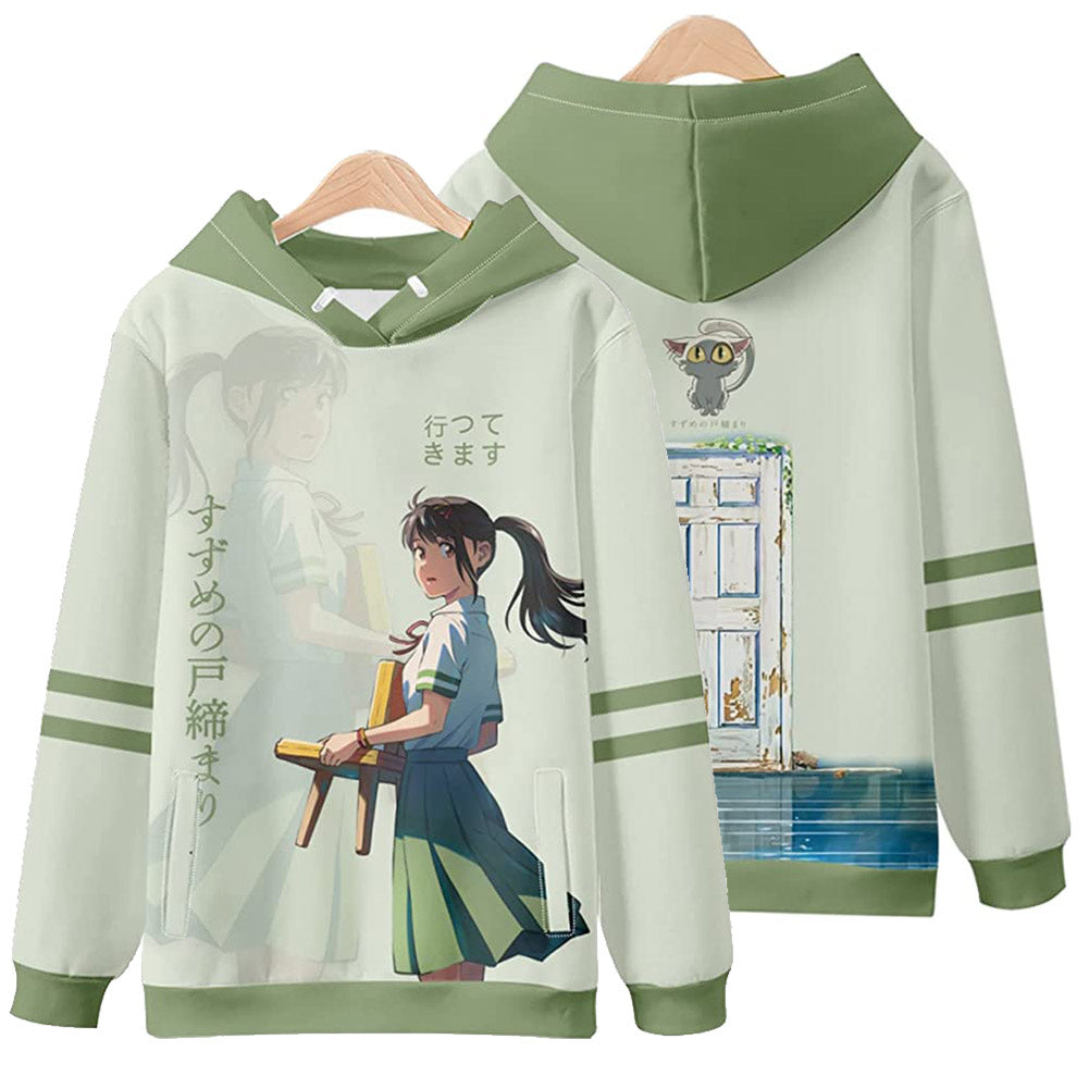 Suzume Suzume Iwato Hoodie 3D gedruckte Hooded Erwachsene Unisex Kapuzenpullover