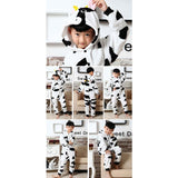 Kuh schwarz und Weiß Tierdesign Cartoon Flannel Kinder Pajama Schlafanzug für Herbst und Winter - Karnevalkostüme