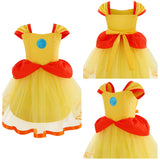 Super Mario Daisy Cosplay Kostüm Kinder Mädchen Kleid Halloween Karneval Party Anzug