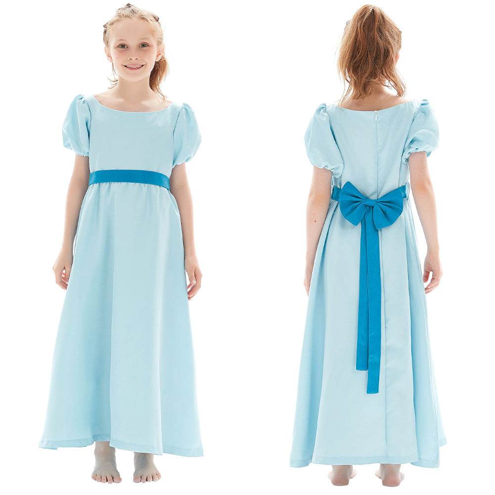 Kinder Mädchen Neverland Peter Pan Nimmerland Wendy Darling Kleid Cosplay Kostüm Blau