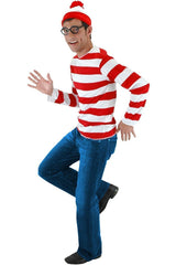 Herren Wo ist Walter Kostüm mit Mütze Where´s Wally Cosplay Erwachsene