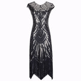 Damen Erwachsene Flapper Kleider Charleston Kleid Voller Pailletten Retro 1920er Jahre Stil V-Ausschnitt Motto Party Damen Kostüm Kleid