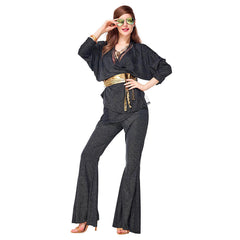 Damen Retro Europäische Amerikanische 70er Disco Pailletten Bar Kostüme Cosplay Halloween Karneval Party Kostüme