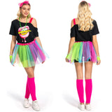 7Stück/Set 80S Damen Retro Party Cosplay Kostüm Outfits Halloween Karneval Anzug