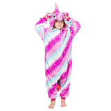 Einhorn Overall Pajamas Schlafanzug Kinder Mädchen Flannel Jumpsuit Halloween Karneval Kostüm