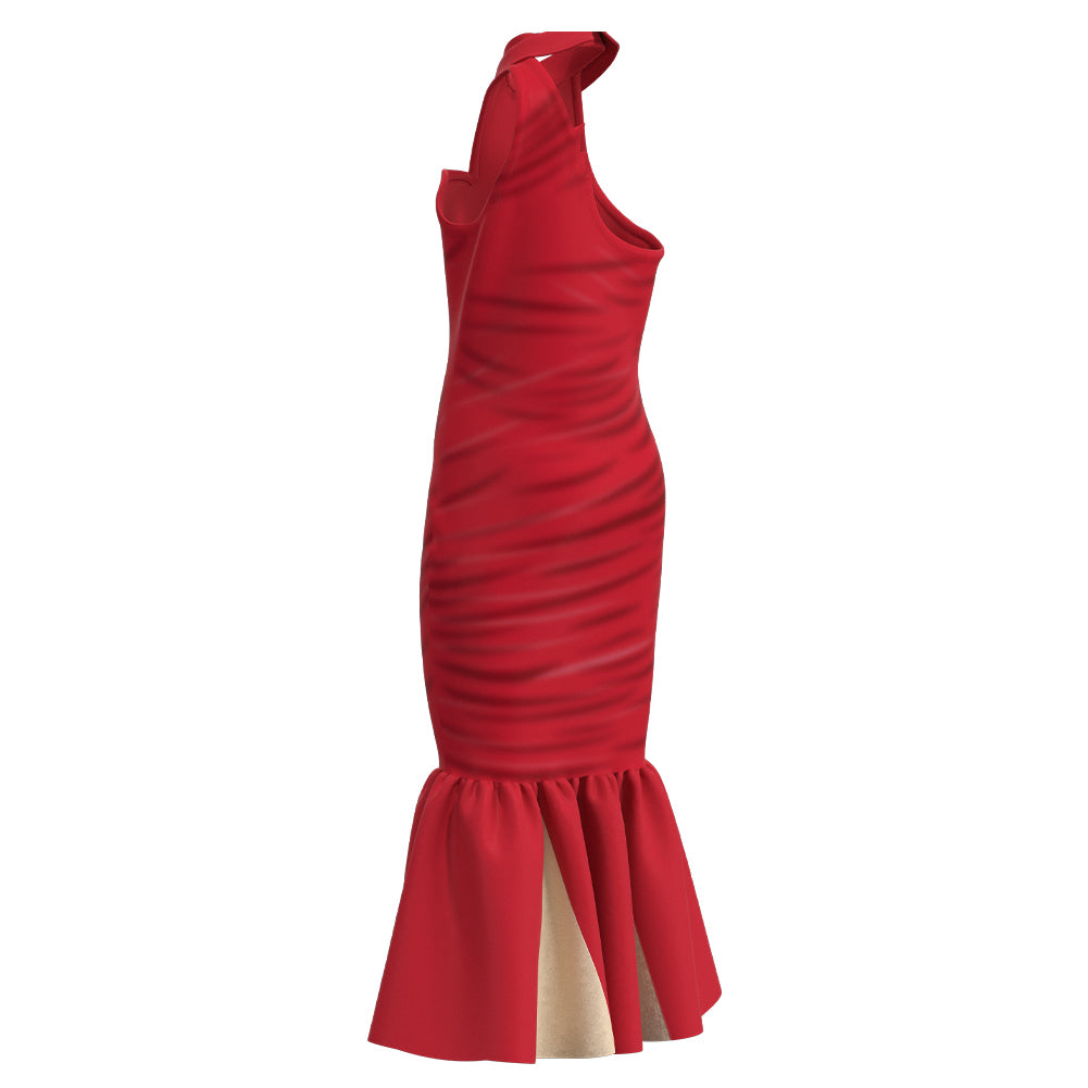 Mädchen Cruella Cosplay Kostüme Halloween Karneval Rot Kleid