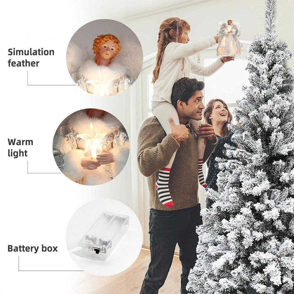 Cartoon Beleuchtung Weiß Engel Anhänger Neujahr Weihnachtsbaum Topper Engel Statue Puppe Weihnachten Ornament dekorieren Party Zubehör