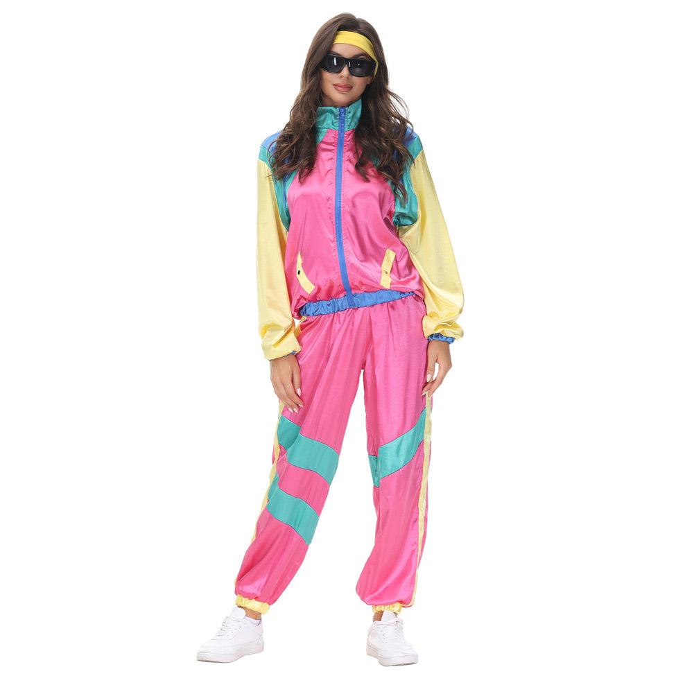 80er Retro Disco Kostüme Halloween Damen Halloween Karneval Trainingsanzug