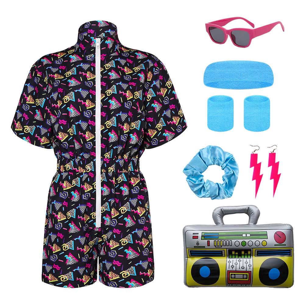 Damen 2 Stück Outfits 80er 90er Jahre Trainingsanzüge Set Jogginganzüge Kostüm Outfits Halloween Karnevalsanzug