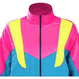 Damen 80S 90S Retro Hip-Hop Cosplay Kostüm Erwachsene Jacke Hose Sportbekleidung Outfits Halloween Karneval Party Anzug Trainingsanzug