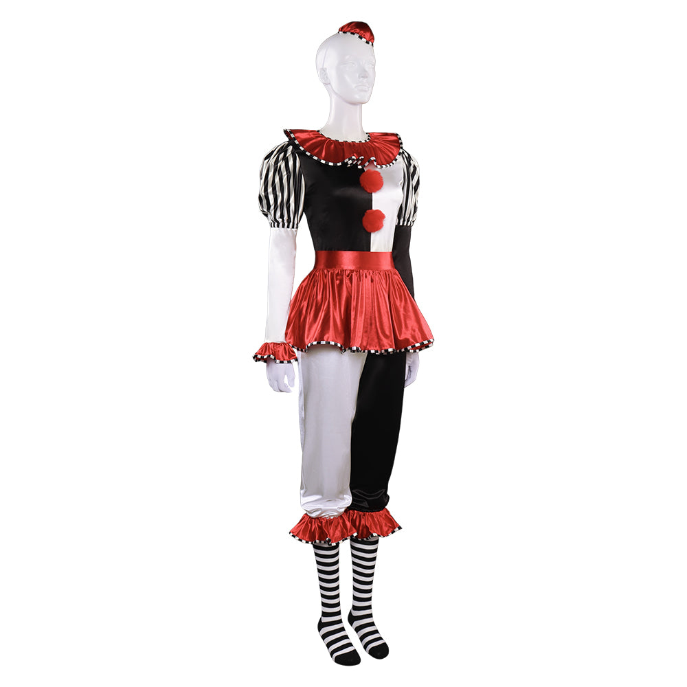 Damen Clown Anzug Cosplay Kostüm Outfits Halloween Karneval Anzug Halloween
