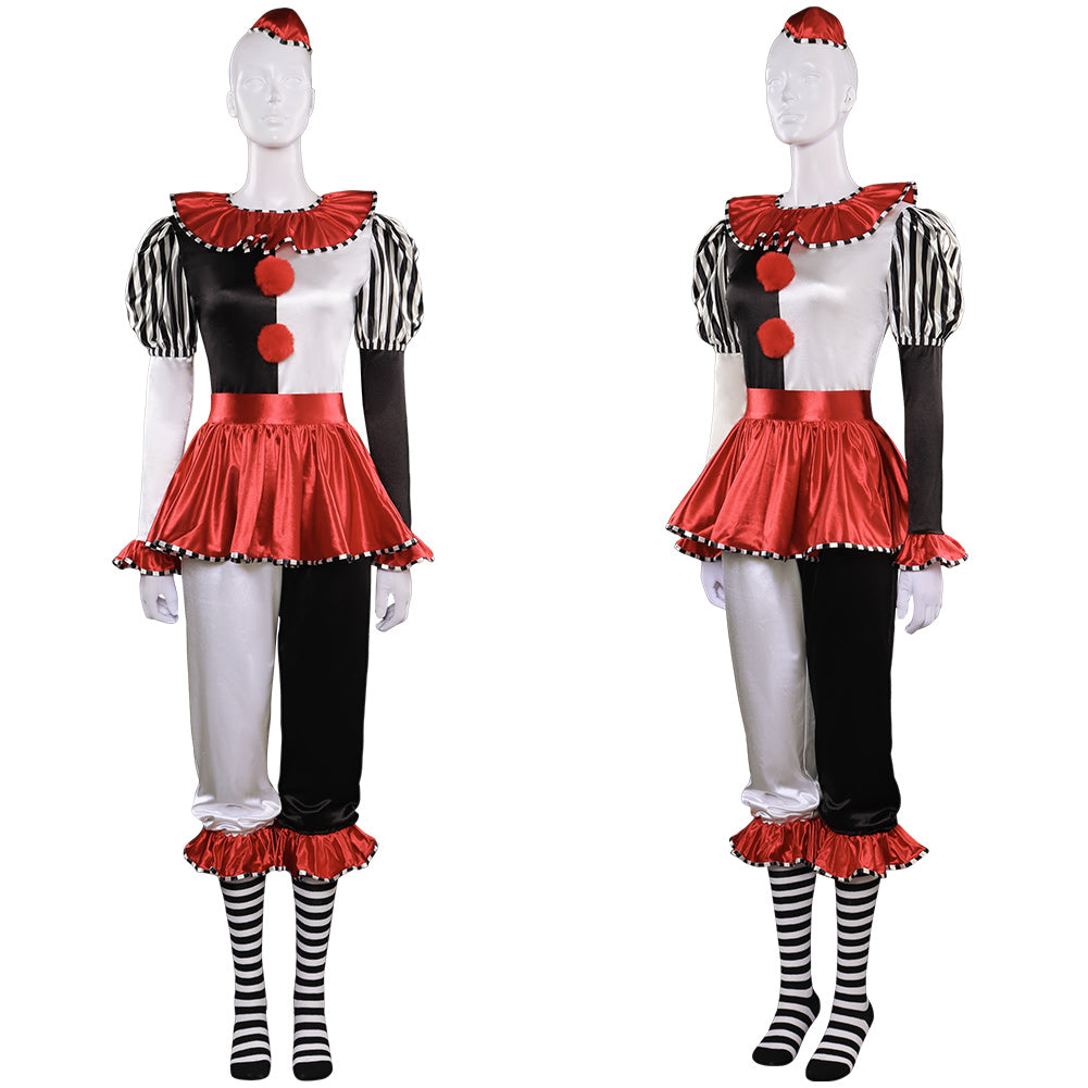 Damen Clown Anzug Cosplay Kostüm Outfits Halloween Karneval Anzug Halloween