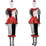 Damen Clown Anzug Cosplay Kostüm Outfits Halloween Karneval Anzug Halloween