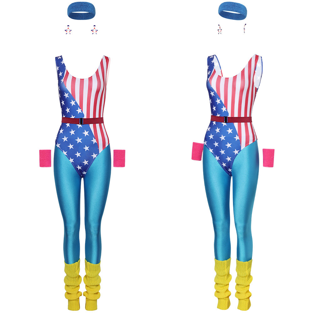 Damen Cosplay Kostüm Outfits Halloween Faschingskostüm 80sTrainingsanzug 80er 90er Leotard Legging