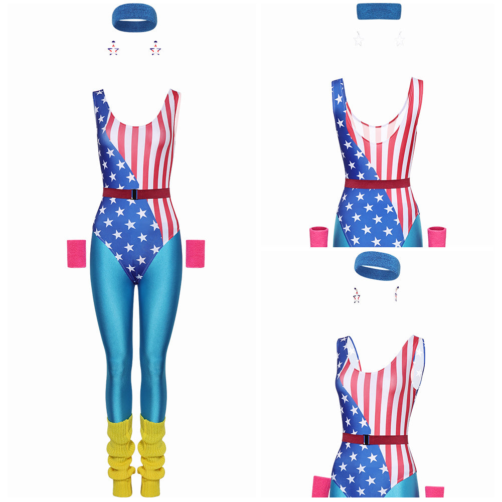 Damen Cosplay Kostüm Outfits Halloween Faschingskostüm 80sTrainingsanzug 80er 90er Leotard Legging